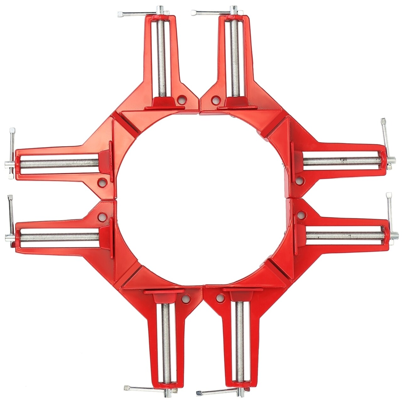 4Pcs 90 Degree Right Angle Corner Clamps Aluminum Alloy Red Adjustable Jaws